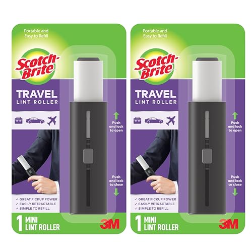 Retractable Lint Rollers 2-Pack, Portable Travel-Size Lint Removers for Pet Hair on Clothes, Furniture & Car, 3 in x 8.5 in Mini Rollers, 30 Sticky Sheets Each