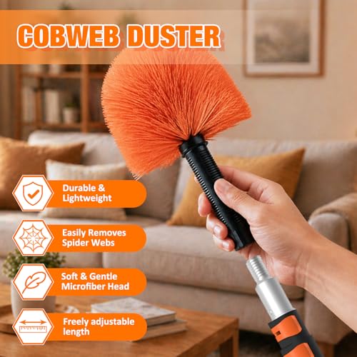 20FT Cobweb Duster with Extension Pole, Spider Web Brush for Cleaning Extendable, Professional Ceiling and Corner Dusters for Outdoor Indoor Use - view 2