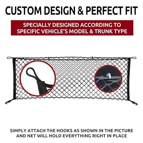 Envelope Style Automotive Elastic Trunk Mesh Cargo Net for Volkswagen Atlas 2017-2024 - Premium Trunk Organizers and Storage - Luggage Net for Crossover - Best Car Organizer for Volkswagen Atlas - view 3