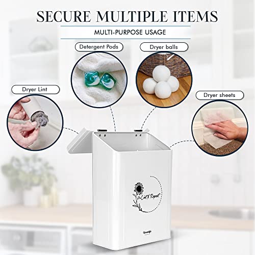 Metal Magnetic Lint Bin for Laundry Room Decor - Laundry Room Trash Can with Dryer Lint Brush for Dryer Vent – Metal Laundry Lint Bin with Clothes Lint Roller - view 6