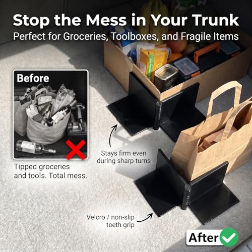 Car Trunk Organizer Blocks Cargo Fixed Rack with Hook and Loop Fasteners, Adjustable Cargo Dividers for Car Trunk Carpet, Prevent Sliding Groceries and Gear in SUVs, Trucks, Vans and Cars, 2 Pack - view 7