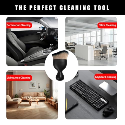 2PCS Car Interior Dust Brush, Soft Scratch Free Auto Detailing Brushes, Universal Vehicle Interior Cleaning Tool for Automotive Dashboard, Air Vents, Leather (Brown & Black) - view 6