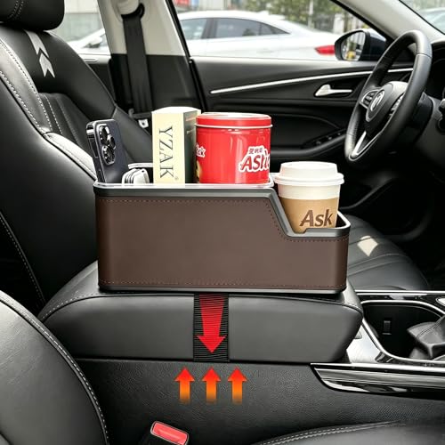 Car Seat Organizer with Compartments,Small Caddy for Car Brown - view 4