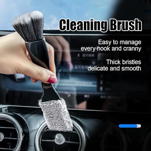 Double Head Brush for Car Clean, Cleaning Brush, Soft Car Detailing Brush, Universal Car Air Vent Cleaner Car Interior Accessories Fit for Cleaning Panels, Air Vent, Leather, Computer (Black) - view 7