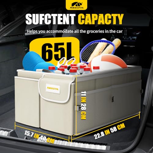 Trunk Organizer with Lid - 65L Collapsible Car Organizer, White - view 2