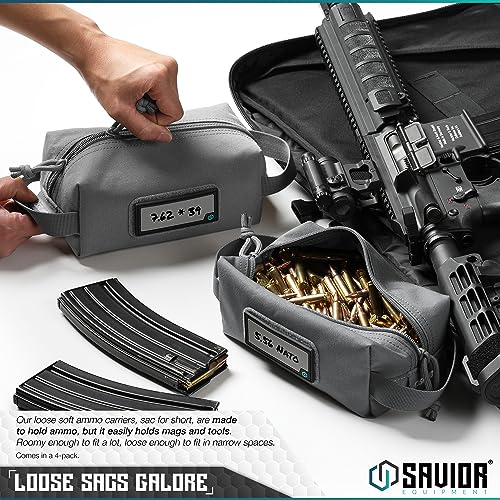 Loose Sacs 4-Pack Tactical Ammo Pouch Firearm Ammunition Carrier Bag, ID Patches Included, Rifle Carbine Pistol Revolver Ammos Case Shooting Range Gear - view 2