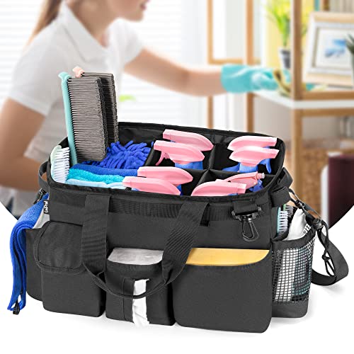 Large Wearable Cleaning Caddy Bag with Detachable Divider,Black - view 6