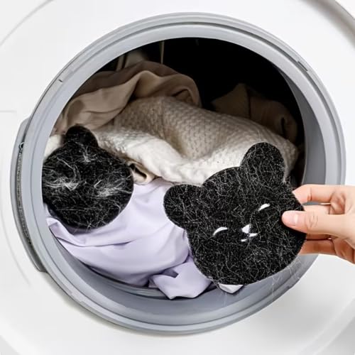 2pcs Laundry Pet Hair Catcher Pads, Cute Cat Shaped Reusable Lint Remover Sponge for Washing Machine, Pet Hair Remover for Laundry, Clothes, Bedding & Towels
