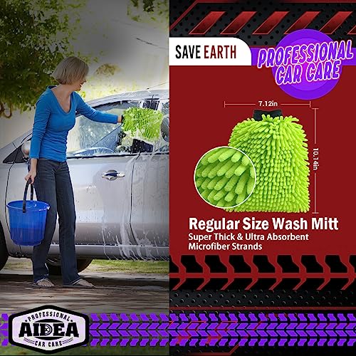 Car Wash Mitt Microfiber-2PK, Car Wash Brush, Green, 7.12''X10.14'' - view 2