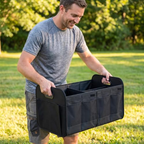 Door Panels for Car, Large Collapsible Car Trunk Storage Organizer with Multiple Sections, Pockets and Handles, SUV Cargo Organizer for Groceries, Tools, Camping, 22.7 x 14.5 x 12.5 in - view 7