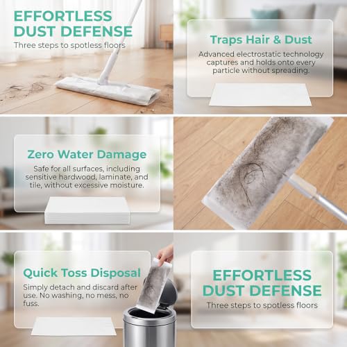 30 Pcs Flat Woven Disposable Dry Mop Pads for Sweeping, Anti-Static Dry Cleaning Cloths, Effective for Picking Up Hair and Pet Fur Tile Household Dust Hair Capture - view 3
