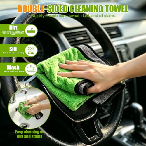 8PCS Car Wash Kit - Car Cleaning Supplies Come with Microfiber Cleaning Cloth, Car Wash Mitt, Car Wash Sponge and Premium Chamois Towel for Car, Kitchen, Bathroom and Household Cleaning - view 5