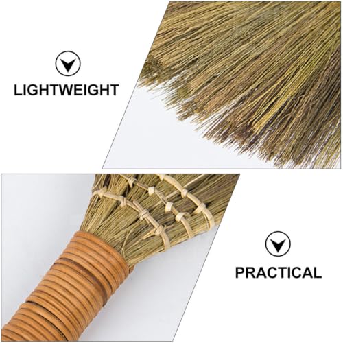 2Pcs Indoor Grass Broom Whisk Broom Thai Handle Broomstick Sweeping Cleaning Tool Asian Handmade Craft Broom for Home Kitchen Bedroom - view 3