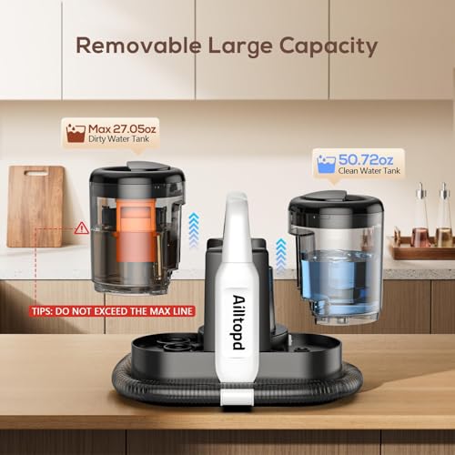 Portable Carpet & Upholstery Spot Cleaner Machine,15Kpa Deep Carpet Cleaner Machine for Rug, Pet, Couch, Car, Handheld Couch Cleaner with 2 Size BrushHead & Self-Cleaning System for Stairs & Furniture - view 4