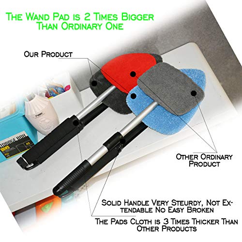 Windshield Cleaner Tool Car Window Cleaning Wand Glass Microfiber Brush Bigger Pad Thicker Softy Cloth, with Towel Spray Bottle Cloth Bag Kit TTL 6Pcs - view 4