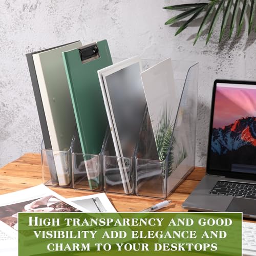 6 Pcs Clear Acrylic Magazine Holder with Handle Desk Organizer - view 5