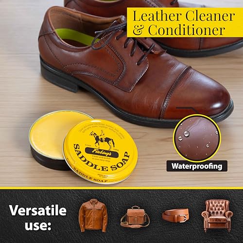 Yellow Saddle Soap for Leather (3.5 oz Tin) - Leather Cleaner & Conditioner to Soften, Protect & Restore Leathercraft - Leather Soap for Car Seat, Couch, Shoe, Purse, Boot, Bag, & Saddles - view 2