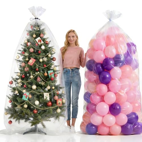 Balloon Bags 2 pcs 59x98 Inches, Balloon Bags for Transport, Clear Christmas Tree Disposal Bag, Extra Large Plastic Bags for Party and Wedding Supplies - view 4