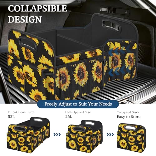 Car Trunk Organizer, Car Storage Organizer with Large Capacity Waterproof Collapsible Trunk Organizer for Car Suv/Jeep/Sedan (Sunflower, Standard) - view 5