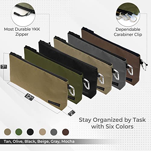Premium Tool Pouch Zipper Bag, Small Tool Bag, Multipurpose Storage pouch, Heavy duty Flat Bottom Tool bag with YKK Zipper (6 pack Large 12inch) - view 3