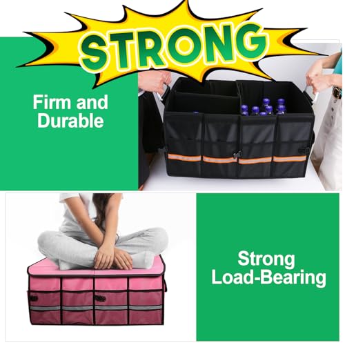 Trunk Organizer, LIBZAKI Cargo Organizer, Premium Multi Compartments Collapsible Portable Trunk Storage for auto, SUV, Truck, Minivan -Black - view 2