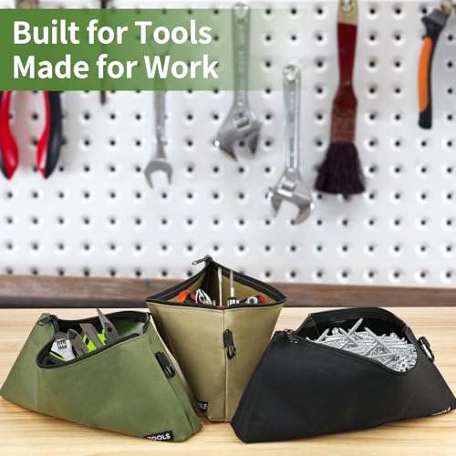 3 Pcs Zipper Tool Pouches, Flat Bottom Utility Bags with Carabiners - view 5