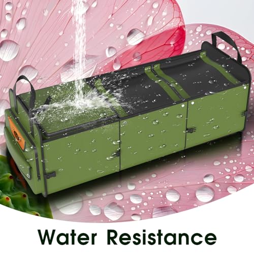 Car Trunk Organizer for SUV, Heavy Duty Waterproof Trunk Organizer, Foldable Collapsible Car Organizer with Cooler, Multi-Compartment Large Trunk Organizer (95L), Green-M003 - view 4