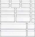 22 Pcs Drawer Organizer Bins, Acrylic Non Slip Kitchen Drawer Organizers Storage Tray Divider, Multifunctional Storage for Cosmetics, Bathroom, Tools, Kitchen and Office