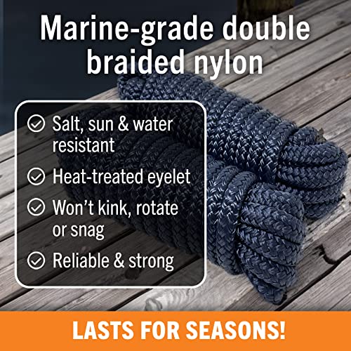 Dock Lines for Boats 3/8" x 15ft, 2 Pack Double Braided Nylon Boat Rope - view 2