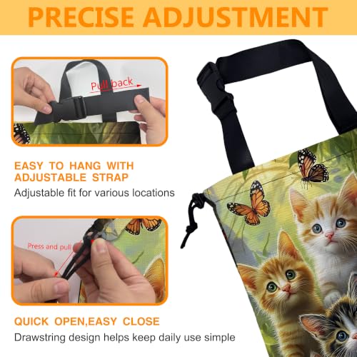 Car Trash Bag,Cute Cats Drawstring Car Garbage Bag with Adjustable Buckle - view 4