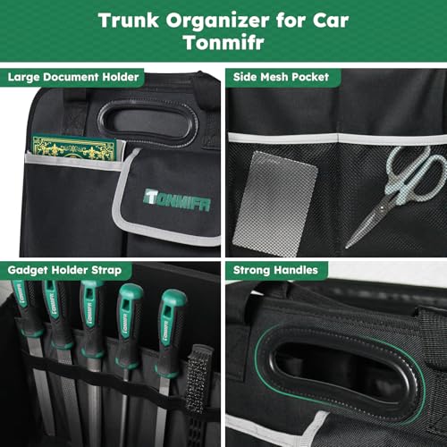 Heavy-Duty Trunk Organizer & Multi-Compartment Storage Box for SUV/Sedan/Minivan,600D Waterproof Oxford,2 Securing Hooks & Reflective Strips-Large Capacity Organiser(92L) - view 6