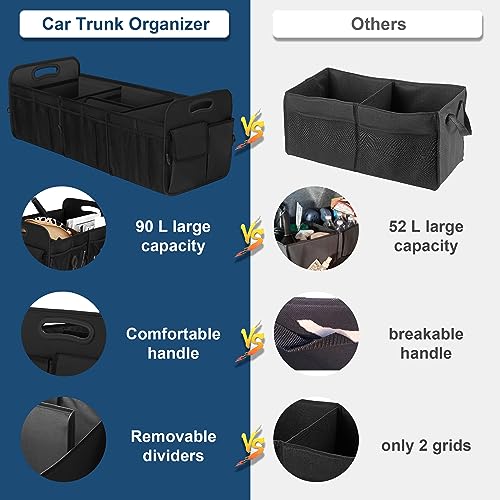 Large Capacity Trunk Organizer, Waterproof Car Accessory, Non-Slip, Foldable, Suitable for All Vehicles, Black - view 2