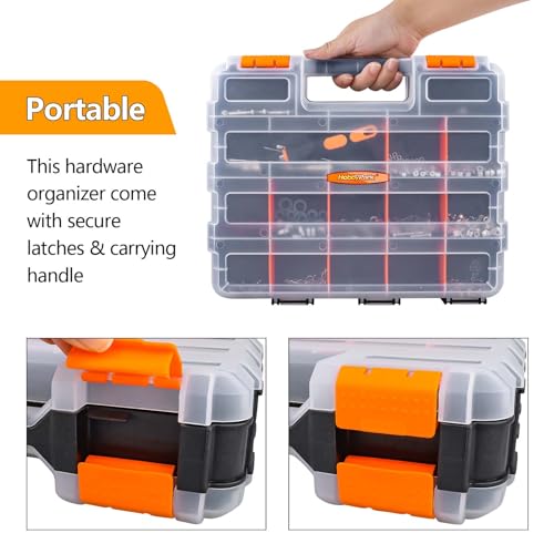 RC Hardware Organizer Box Adjustable Compartments Removable Dividers Durable Plastic Double Side Tools Box Screw Organizer For Nuts, Bolts, Screws, Nails, Small Parts, Tools - view 6
