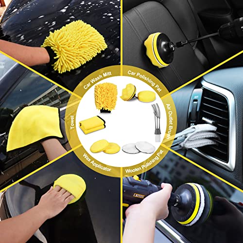 27Pcs Car Detailing Kit, Car Detailing Brush Set, Auto Detailing Drill Brush Set, Car Detailing Brushes, Car Wash Kit, Car Accessories, Car Cleaning Tools Kit for Interior, Exterior, Wheels - view 6