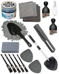 18Pcs Professional Car Interior Detailing Kit All-in-One Cleaning Tools for Windows, Dashboard, Vents, Windshield Cleaner Brush, Magic Sponge, Chamois Cloth, Detailing Brushes & Accessories