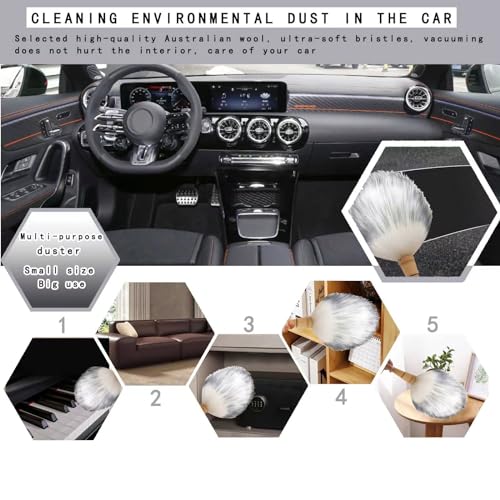 Car Interior Dusting Brush Auto Dust Sweeping Soft Detail Brush Mini Dash Duster for Dust Cleaning for Air Vent,Dashboard,Small Wool Duster for Car Detailing Brushes Interior 2PCS - view 5