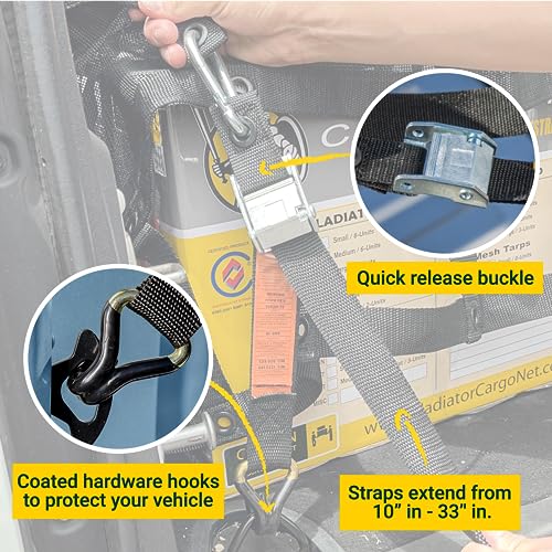 Heavy Duty Cargo Net - Truck Organizer-Interior-Roof Rack-Jeep-SUV- Baja-Camping -(GBN-100) 4' x 4' - view 4