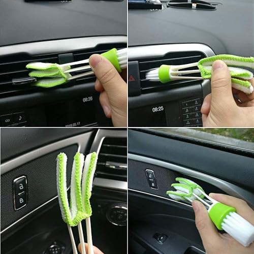 11Pcs Auto Detailing Set, Boar Hair Brushes, Steel Wire & A/C Brushes, Red, Soft Bristles, Wood Handles for Cleaning Interior, Exterior, Leather, 6 Sizes - view 5