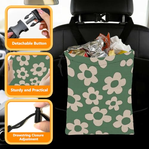 Car Garbage Bag,Groovy Flowers Hanging Car Trash Bag with Adjustable Buckle - view 3