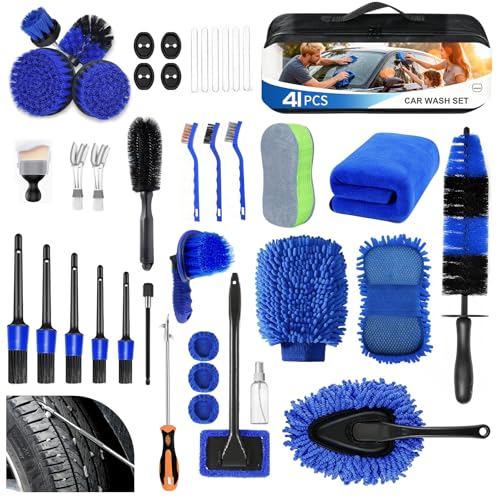 41Pcs Professional Car Detailing Kit, Wet & Dry Use for Interior, Exterior