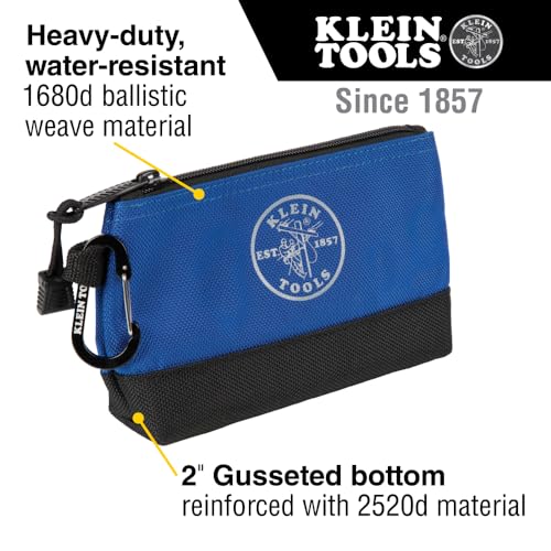 55559 Stand-Up Zipper Bag Tool Pouch with Carabiners, 7-Inch Blue and 14-Inch Gray Utility Bags with Reinforced Bottom, 2-Pack - view 2