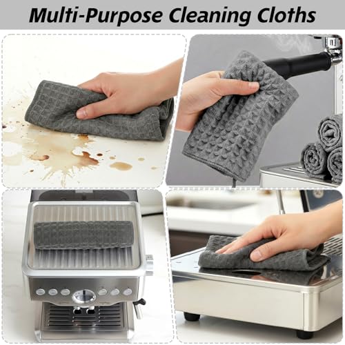4 Pcs Barista Towels Barista Microfiber Cloths Professional Cleaning Towels Coffee Machine Accessories for Steam Wands, Countertops And Milk Frothers, Coffee Bar Essentials, Dark Gray(12”x12”) - view 6