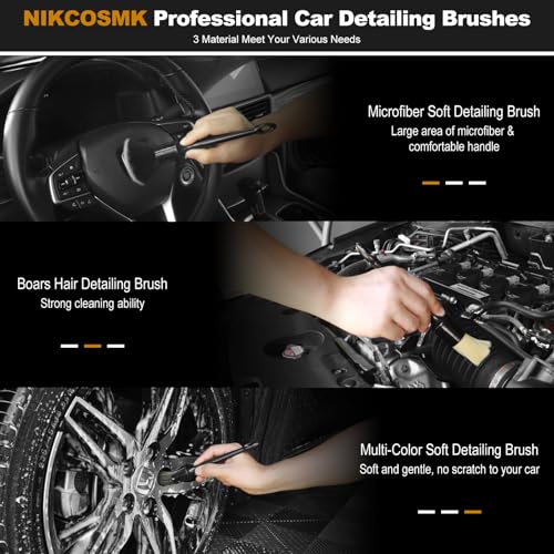10PCS Car Cleaning Kit, Car Detailing Kit Interior Cleaner, Long Bristle Horse Hair Leather Cleaning Brush, Car Detailing Brushes, Microfiber Cloth & Applicator, Car Cleaning Supplies for Interior - view 4