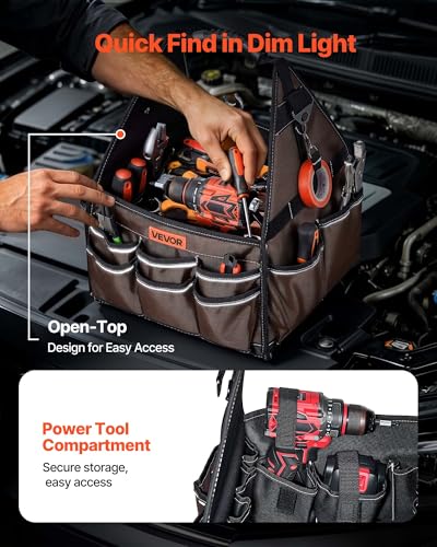 Tool Bag, 13 Inch, 45-Pocket Open Top Tool Tote, Electrical Maintenance Toolbox Organizer Storage with Handle, Adjustable Shoulder Strap, Portable Toolbag, for Professionals DIY & Jobsite Use - view 6