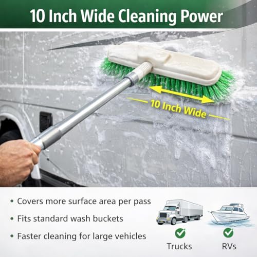 10” Bi-Level Super Soft Car Wash Brush – Non-Scratch Soft Bristle Cleaning Brush for Cars, Trucks, Boats & RVs, Multi-Surface Exterior Brush with Threaded Handle Compatibility - view 7