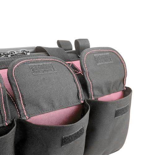 Garden Tools Bag 16inch Wide Mouth Women's Tool Bag with Molded Base and Plastic-Padded, Inside Pockets for Tool Storage,600D polyester fabric (Pink color) - view 7