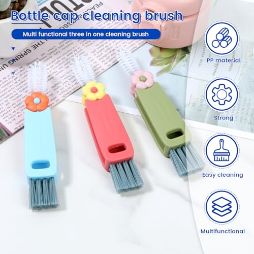 6pc 3 in 1 Cup Lid Cleaning Brush Set, 180° Rotatable Multifunctional Crevice Cleaner for Water Bottle Tumbler Baby Bottle, Cup Lid Gap Brush with Soft & Firm Bristles + Pick, 6 Pack - view 5