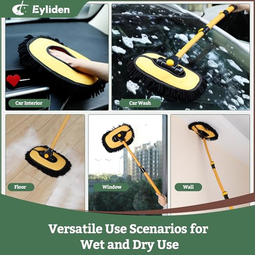 Car Wash Brush Mop with Long Handle for Car Truck RV, Yellow - view 3