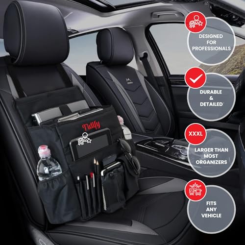 Car Front Seat Organizer [2025 UPDATED] with Dedicated Tablet and Laptop Storage Stabilizing Side Straps Soft Adjustable Shoulder Strap and Hardened Buckles Your Office Away from Office. - view 3