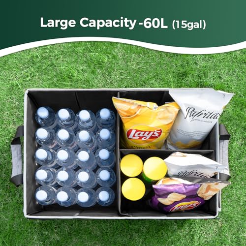 15GAL/60L Car Trunk Organizer with Lid & Dividers, Foldable - view 6